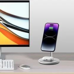 Tech- Protect QI15W-A39 telefont töltő - 2in1 fehér MagSafe vezeték nélküli (Wireless) töltőpad-5