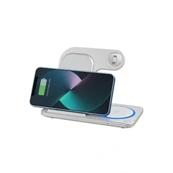 WiWU W020 - 3in1 fehér vezeték nélküli (Wireless) összecsukható töltőpad, 15W-3