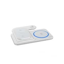 WiWU W020 - 3in1 fehér vezeték nélküli (Wireless) összecsukható töltőpad, 15W-2