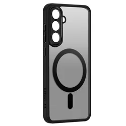 Telefontok Samsung Galaxy A56 5G - Etteri - áttetsző/fekete, MagSafe kompatibilis matt hátlap tok-1