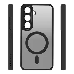 Telefontok Samsung Galaxy A56 5G - Etteri - áttetsző/fekete, MagSafe kompatibilis matt hátlap tok-2