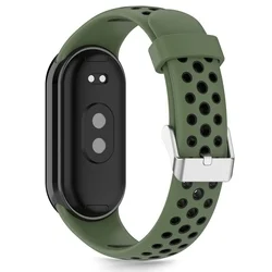 Xiaomi Smart Band 8 / 9 / 10 / NFC okosóra szíj - Tech- Protect Iconband Air - zöld/fekete szilikon szíj-1