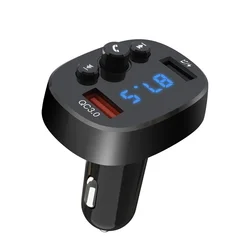 Transzmitter: XO BCC03 - USB-s autós FM/Bluetooth transzmitter + USB autós töltő, fekete, 18W-2