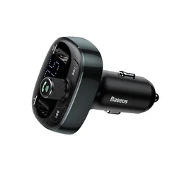 Transzmitter: Baseus S-09 - USB-s autós FM/Bluetooth transzmitter + USB autós töltő, fekete, 3,4A-2