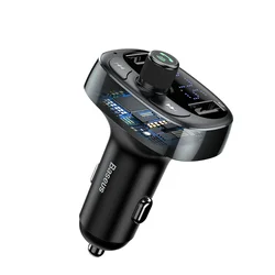 Transzmitter: Baseus S-09 - USB-s autós FM/Bluetooth transzmitter + USB autós töltő, fekete, 3,4A-3