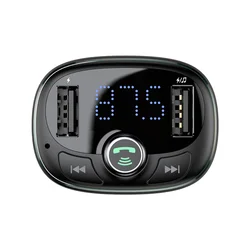 Transzmitter: Baseus S-09 - USB-s autós FM/Bluetooth transzmitter + USB autós töltő, fekete, 3,4A-5