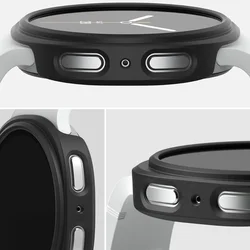 Védőkeret - Ringke Slim műanyag keret Samsung Galaxy Watch8 (40mm) okosórához átlátszó+fekete (2db)-1