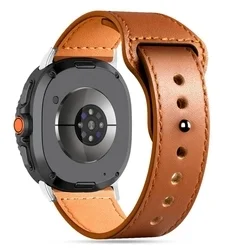 Samsung Galaxy Watch 8 / 8 Classic (40/44/46 mm) okosóra szíj - TECH-PROTECT Leather barna bőr szíj-1