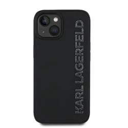 Telefontok iPhone 15 - Karl Lagerfeld 3D Rubber Glitter - fekete hátlap tok-2