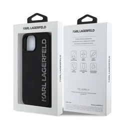 Telefontok iPhone 15 - Karl Lagerfeld 3D Rubber Glitter - fekete hátlap tok-4