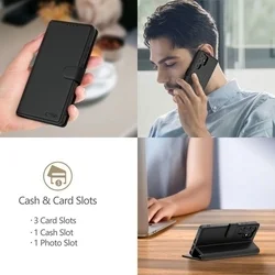 Telefontok Xiaomi Redmi 15C - Tech- Protect Wallet - fekete bőr könyvtok, ráhajtófüllel ﻿-2