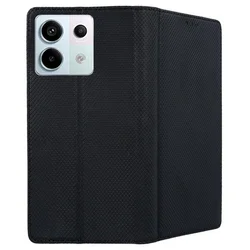 Telefontok Xiaomi Redmi 15C - fekete mágneses szilikon keretes könyvtok-1