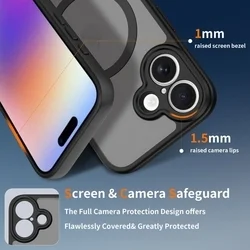 Telefontok iPhone 17 - Tech-Protect Basicmag - MagSafe kompatibilis áttetsző műanyag hátlap tok, matt fekete szilikon kerettel-2