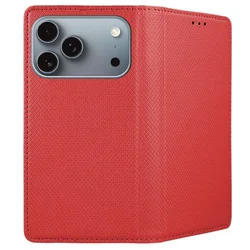 Telefontok iPhone 17 Pro - piros mágneses átlátszó szilikon keretes könyvtok ﻿-2