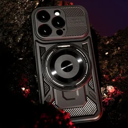 Telefontok iPhone 17 Pro Max - Defender Armor Mag - MagSafe kompatibilis fekete ütésálló hátlap tok, kitámasztóval ﻿-3