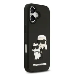Telefontok iPhone 17 - Karl Lagerfeld és Choupette Head - MagSafe kompatibilis fekete hátlap tok-3