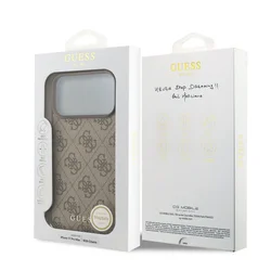 Telefontok iPhone 17 Pro - Guess 4G Charm Tone on Tone Barna hátlap tok-5