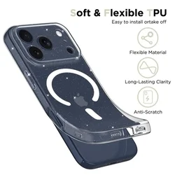 Telefontok iPhone 17 Pro - Tech-Protect Flexair - MagSafe kompatibilis átlátszó/csillámos hátlap tok-1