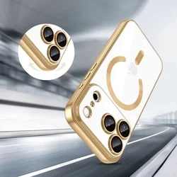 Telefontok iPhone 17 Pro - Tech-Protect Magflex - MagSafe kompatibilis átlátszó hátlap tok, arany szilikon kerettel-3