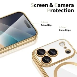 Telefontok iPhone 17 Pro - Tech-Protect Magflex - MagSafe kompatibilis átlátszó hátlap tok, arany szilikon kerettel-2