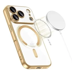 Telefontok iPhone 17 Pro Max - Tech-Protect Magflex - MagSafe kompatibilis átlátszó hátlap tok, arany szilikon kerettel-1