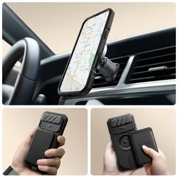 Telefontok iPhone 17 Air - Tech- Protect Kevlar Pro - átlátszó előlap + plexi fekete hátlapi 360°-os tok, kitámasztható-5