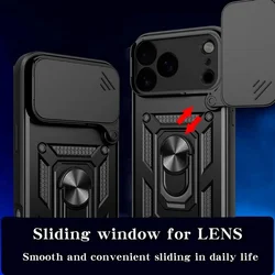 Telefontok iPhone 17 Pro - Camshield - fekete szilikon tok, kitámasztó ujjgyűrűvel, csúsztatható kameravédővel ﻿-1