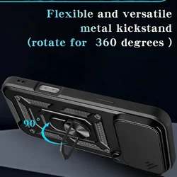 Telefontok iPhone 17 Pro - Camshield - fekete szilikon tok, kitámasztó ujjgyűrűvel, csúsztatható kameravédővel ﻿-2
