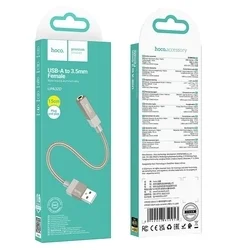 Adapter: Hoco UPA32D - USB / AUX (jack) adapter, arany, 15 cm-4
