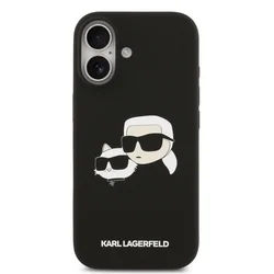 Telefontok iPhone 17 - Karl Lagerfeld és Choupette Head - MagSafe kompatibilis fekete hátlap tok-2