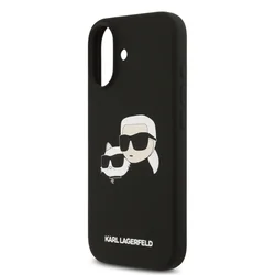 Telefontok iPhone 17 - Karl Lagerfeld és Choupette Head - MagSafe kompatibilis fekete hátlap tok-3