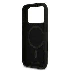 Telefontok iPhone 17 Pro Max - Karl Lagerfeld és Choupette Head - MagSafe kompatibilis fekete hátlap tok-5