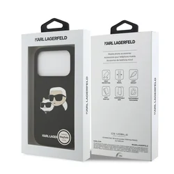 Telefontok iPhone 17 Pro Max - Karl Lagerfeld és Choupette Head - MagSafe kompatibilis fekete hátlap tok-6