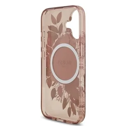 Telefontok iPhone 17 - Guess IML Flowers - virágmintás, pink átlátszó MagSafe kompatilibilis hátlap tok-4