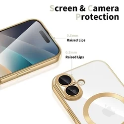 Telefontok iPhone 17 - Tech-Protect Magflex - MagSafe kompatibilis átlátszó hátlap tok, arany szilikon kerettel-2