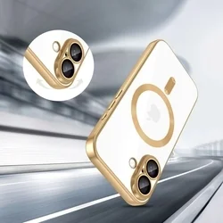 Telefontok iPhone 17 - Tech-Protect Magflex - MagSafe kompatibilis átlátszó hátlap tok, arany szilikon kerettel-3