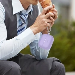 Samsung Galaxy Buds 3 / 3 FE / 3 Pro tartó - lila szilikon karabinerrel-5