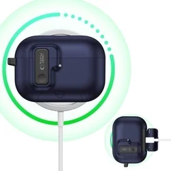 AirPods Pro 3 tartó - Tech- Protect Slim Hook - kék szilikon AirPods 3 Pro tok-4