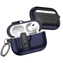 AirPods Pro 3 tartó - Tech- Protect Slim Hook - kék szilikon AirPods 3 Pro tok-2