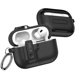 AirPods Pro 3 tartó - Tech- Protect Slim Hook - fekete szilikon AirPods Pro 3 tok-2
