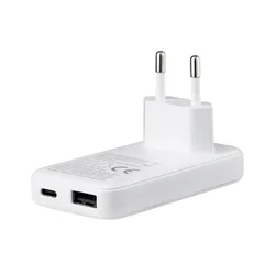 Telefont töltő Qualo GaN Ultra Slim - USB / Type-C (USB-C) portos fehér hálózati töltőfej, 45W-1