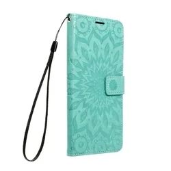 Telefontok Xiaomi Redmi 15 4G / 5G - MEZZO mandala mintás zöld mágneses szilikon keretes könyvtok-1