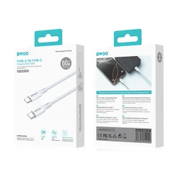 Kábel BWOO X282 CC - Type-C / Type-C (USB-C) fehér kábel 2m, 60W ﻿-3