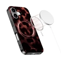 Telefontok iPhone 17 - LAMANO - MagSafe kompatibilis párduc mintás hátlap tok-1