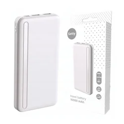Powerbank Setty PB1-100 - 2XUSB / Type-C / MicroUSB portos fehér power bank, 10000 mAh, LED kijelzővel-3