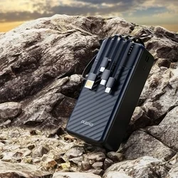 Powerbank Dudao K11 Max - fekete power bank 30000 mAh, beépített MicroUSB/Type-C/Lightning/USB kábelekkel-3