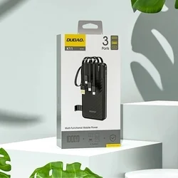 Powerbank Dudao K11 - fekete power bank 10000 mAh, beépített MicroUSB/Type-C/Lightning/USB kábelekkel-4