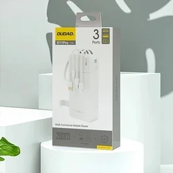 Powerbank Dudao K11 Pro - fehér power bank 20000 mAh, beépített MicroUSB/Type-C/Lightning/USB kábelekkel-3