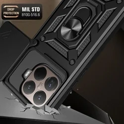 Telefontok Xiaomi 15T Pro 5G - Camshield - fekete szilikon tok, kitámasztó ujjgyűrűvel, csúsztatható kameravédővel-5