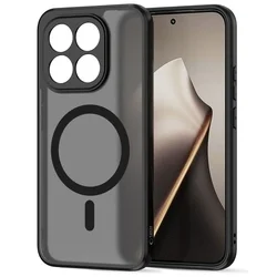 Telefontok Xiaomi 15T 5G - Tech-Protect Magmat MagSafe kompatibilis áttetsző műanyag hátlap tok, fekete szilikon kerettel-1